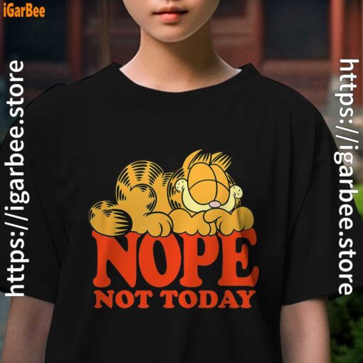 garfield nope not today lazy cat kids girl black t shirt