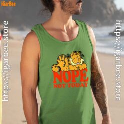garfield nope not today lazy cat men tank top green