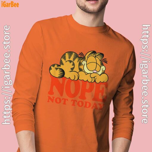 garfield nope not today lazy cat orange long sleeve for men