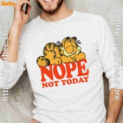 garfield nope not today lazy cat white long sleeve for male