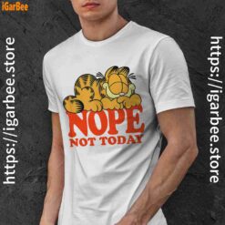 garfield nope not today lazy cat white men shirt