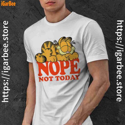 garfield nope not today lazy cat white men shirt