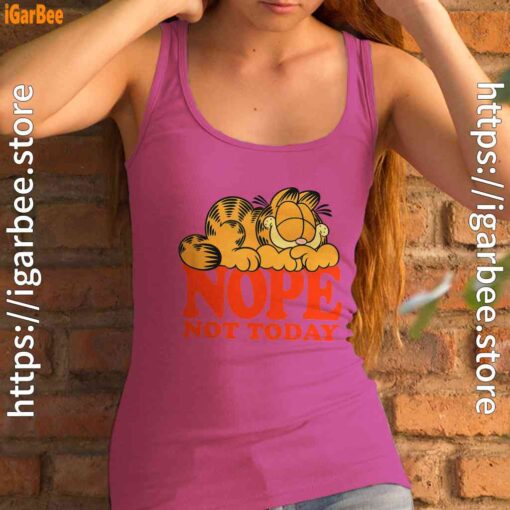 garfield nope not today lazy cat women's pink tank top