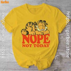garfield nope not today lazy cat yellow shirt