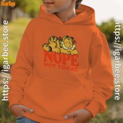 garfield nope not today lazy cat youth boy orange hoodie