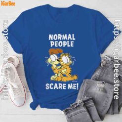 garfield normal people scare me blue tee shirt