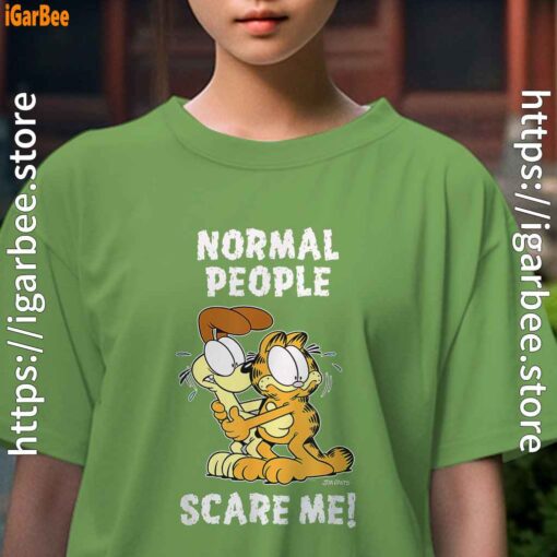 garfield normal people scare me female green tee for girl