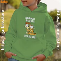 garfield normal people scare me green hoodie for boys