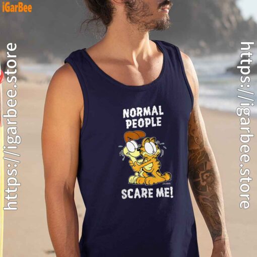garfield normal people scare me men navy tank top