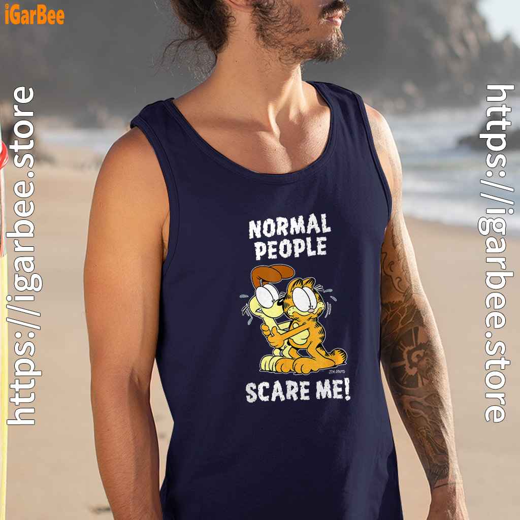 garfield normal people scare me men navy tank top garfield normal people scare me men navy tank top