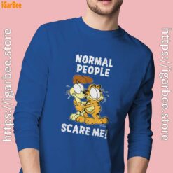 garfield normal people scare me men's blue long sleeve