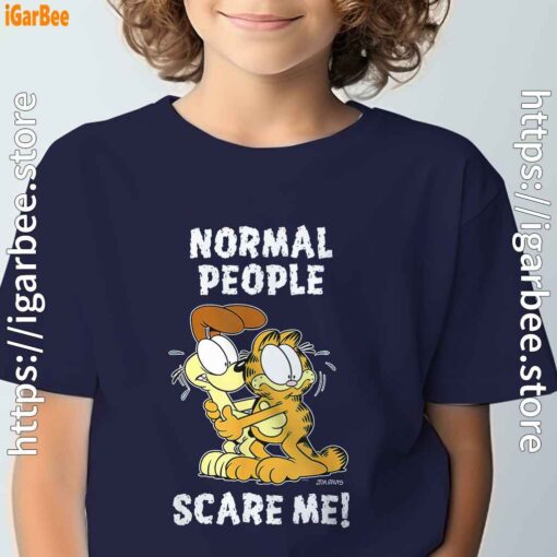 garfield normal people scare me navy boy's t shirt