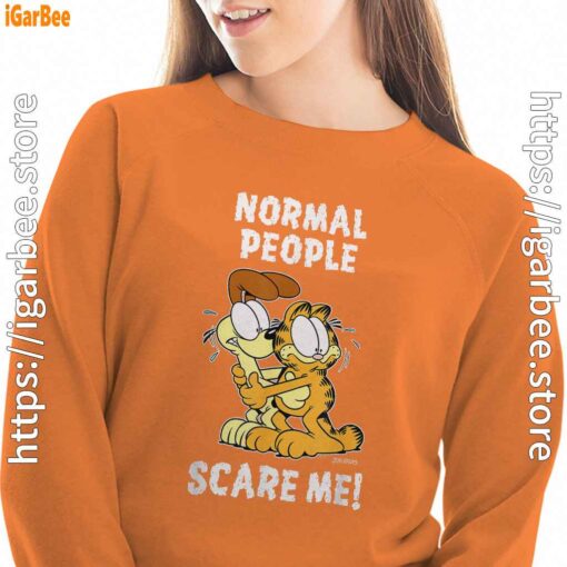 garfield normal people scare me orange sweatshirts for women