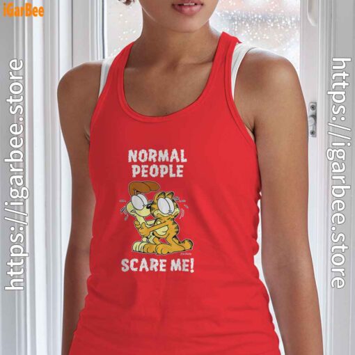 garfield normal people scare me tank top red with women