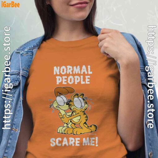 garfield normal people scare me women orange t shirt