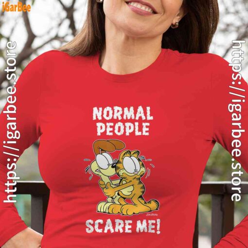 garfield normal people scare me women red long sleeve