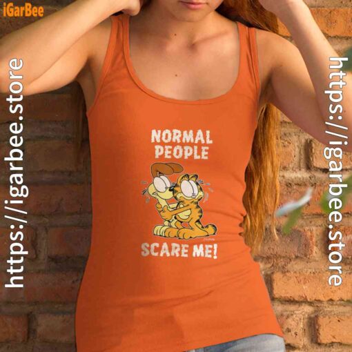 garfield normal people scare me women's orange tank top