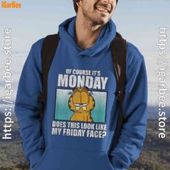 garfield of course its monday friday face blue men hoodie male