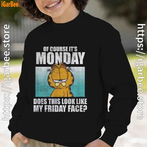 garfield of course its monday friday face boy with black sweatshirt