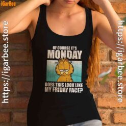 garfield of course its monday friday face female tank top black women