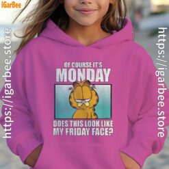 garfield of course its monday friday face kids girl pink hoodies