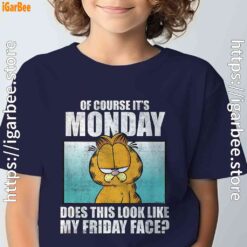 garfield of course its monday friday face navy boy's t shirt