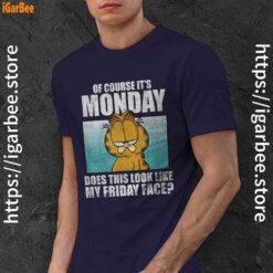 garfield of course its monday friday face navy men shirt