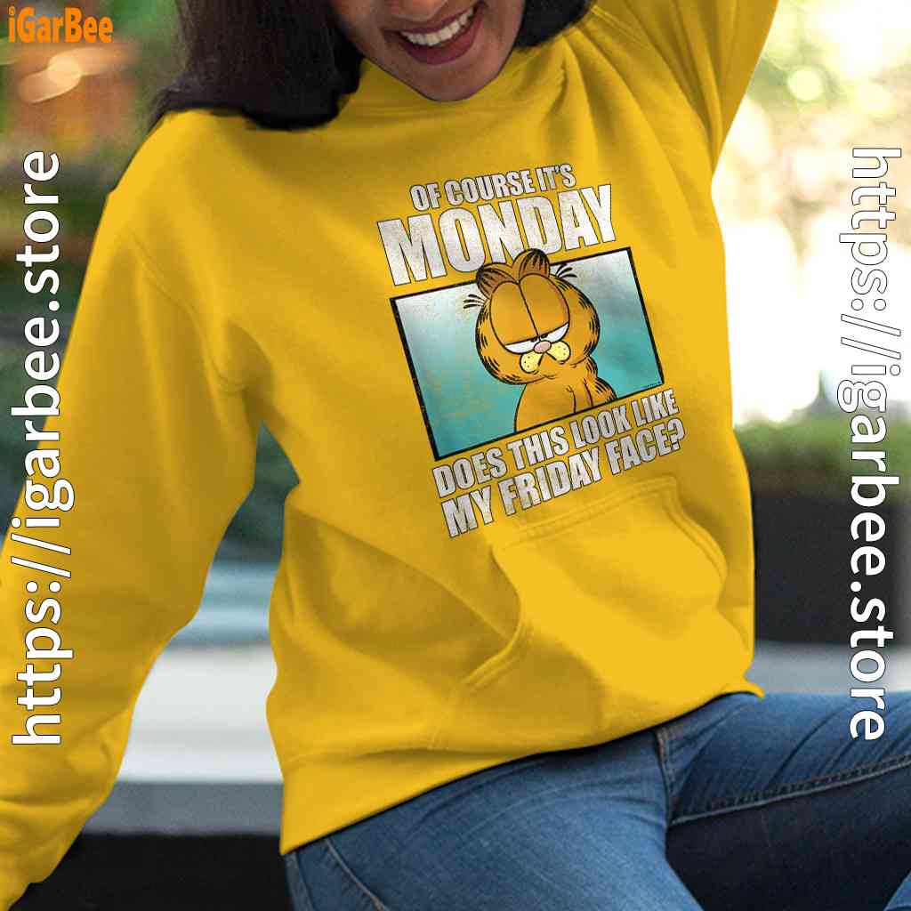 garfield of course its monday friday face yellow hoodie for women garfield of course its monday friday face yellow hoodie for women