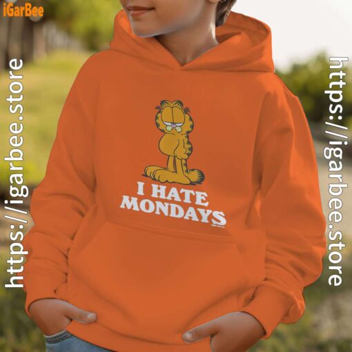 hate mondays garfield are just nature’s way of ruining my life youth boy orange hoodie