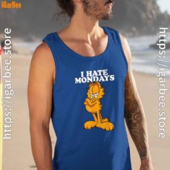 hate mondays garfield blue tank top for men
