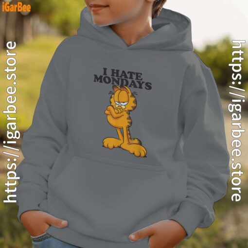 hate mondays garfield gray hoodie kids