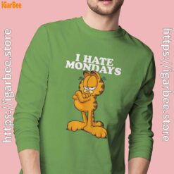 hate mondays garfield men long sleeve green