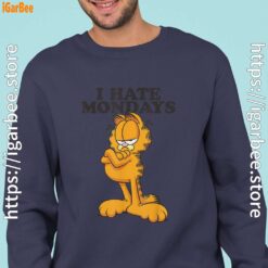 hate mondays garfield navy sweatshirts for men