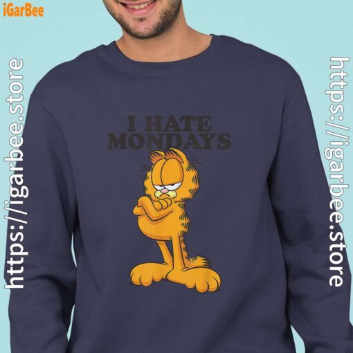 hate mondays garfield navy sweatshirts for men