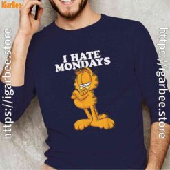 hate mondays garfield navy with men's long sleeve