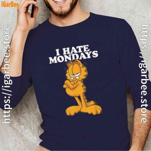hate mondays garfield navy with men's long sleeve