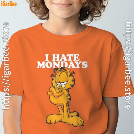 hate mondays garfield orange tee kids boy