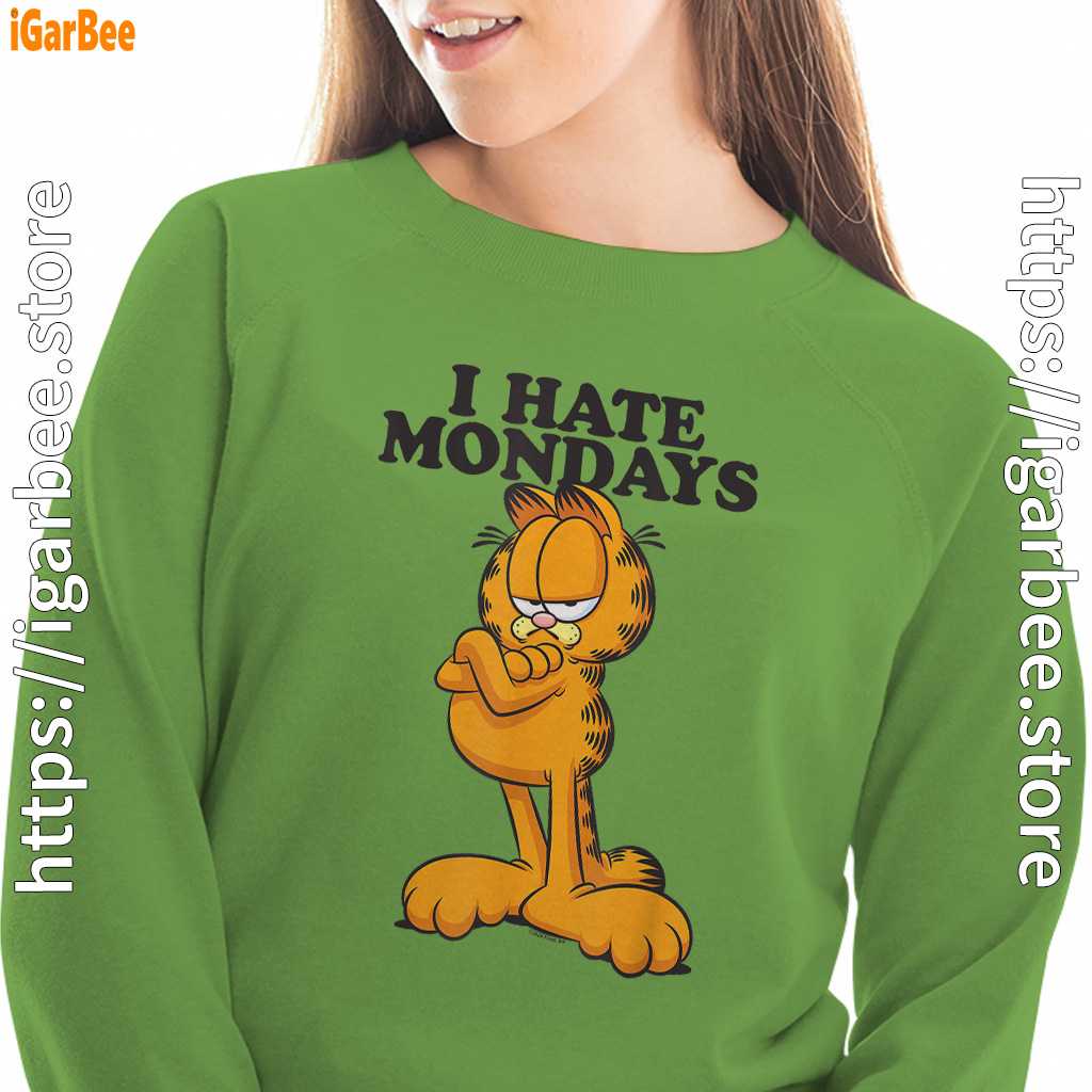 hate mondays garfield women with green sweatshirt hate mondays garfield women with green sweatshirt