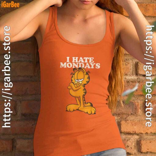 hate mondays garfield women's orange tank top