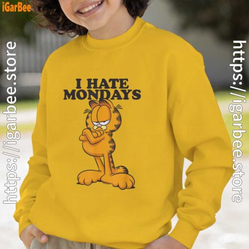 hate mondays garfield yellow sweatshirt youth boy