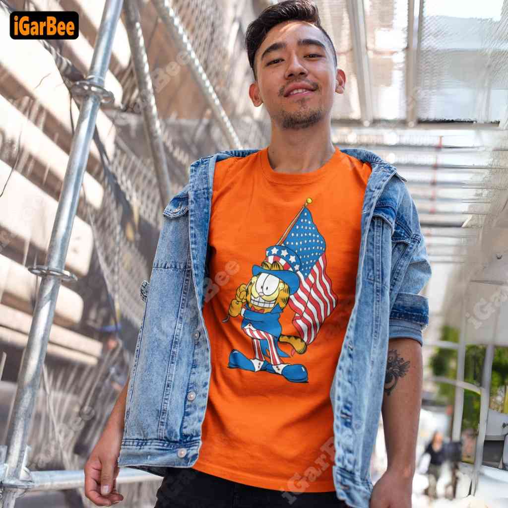 orange men's garfield tee classic comfort with versatile style men’s Garfield shirt