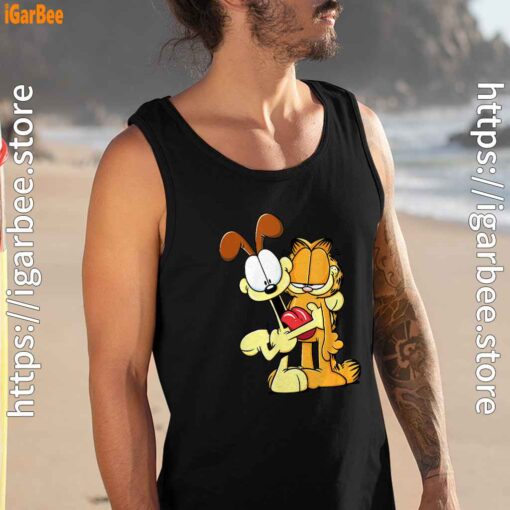 ripple junction garfield odie hugging black men tank top