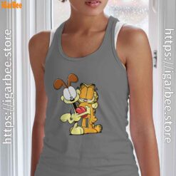 ripple junction garfield odie hugging gray tank top for women