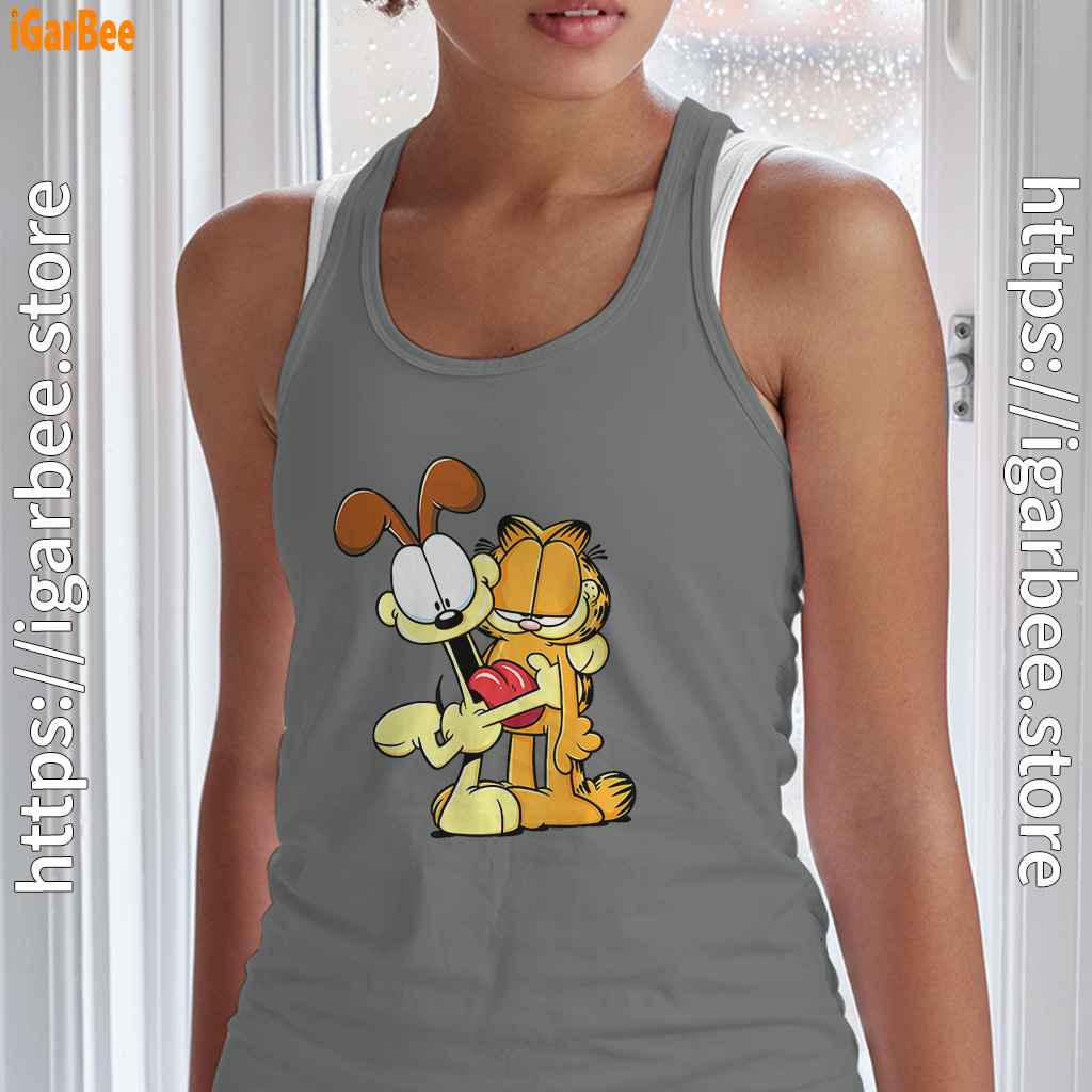 ripple junction garfield odie hugging gray tank top for women ripple junction garfield odie hugging gray tank top for women