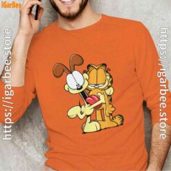 ripple junction garfield odie hugging long sleeve orange men