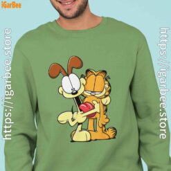 ripple junction garfield odie hugging men green sweatshirts