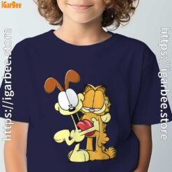ripple junction garfield odie hugging navy boy's t shirt