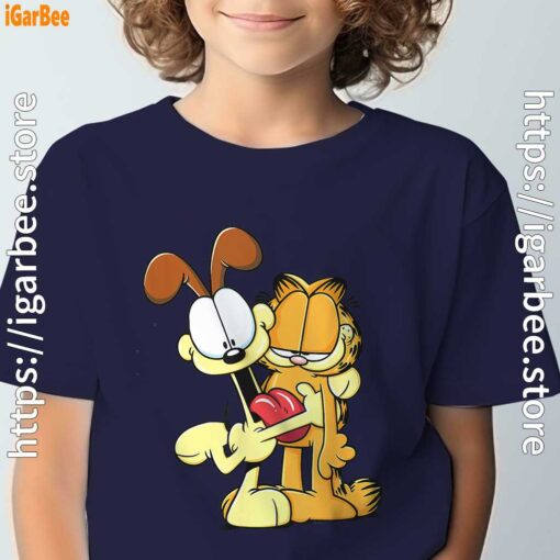 ripple junction garfield odie hugging navy boy's t shirt