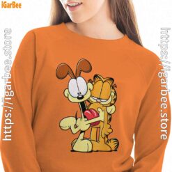 ripple junction garfield odie hugging orange sweatshirts for women