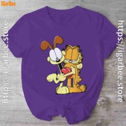ripple junction garfield odie hugging purple shirt